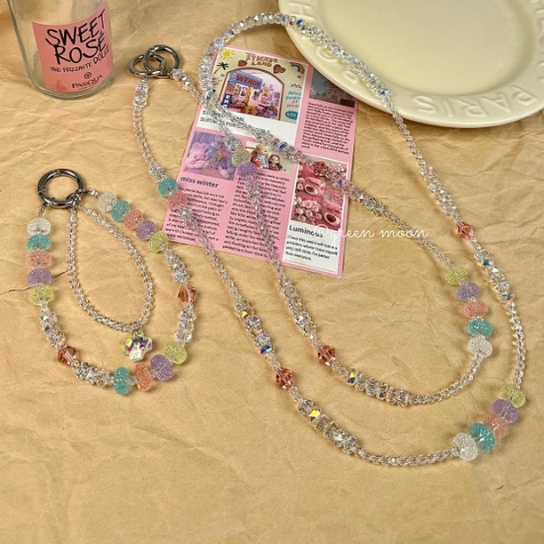 【砂糖星球】彩色多巴胺挂件糖果手机链ins钥匙扣包短款挂可爱挂绳