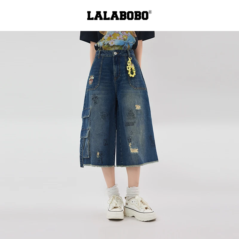 LALABOBO工装涂鸦七分裤LBEB-WXZC29