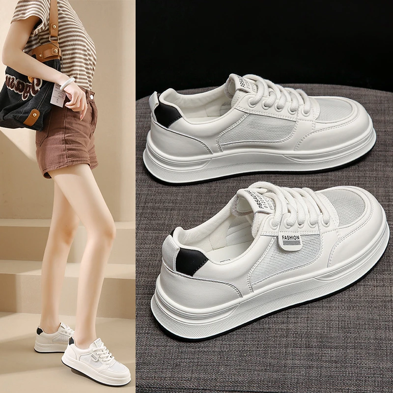 【透气网面时尚百搭夏季小白鞋】成年女性春夏新款运动板鞋小白鞋
