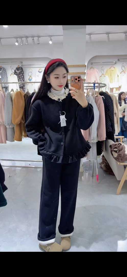 [ ZL ]  荷叶小裙摆加厚绒可外穿家居服