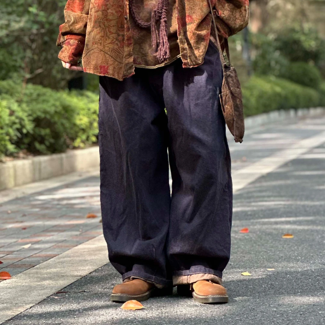 昔玙 原创设计秋冬新款休闲牛仔裤  宽松舒适百搭220517