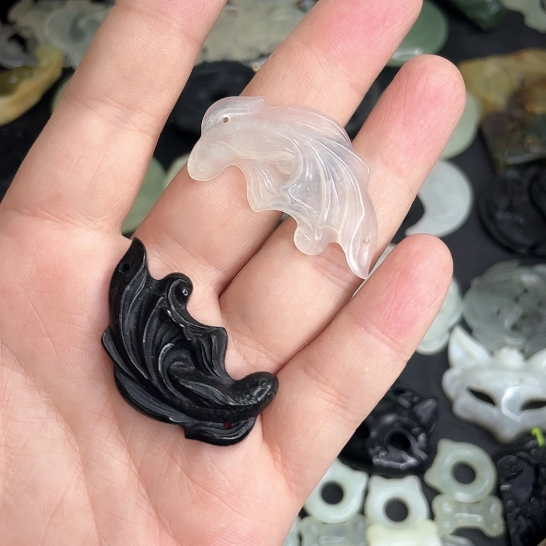 风***舞岫玉未镶嵌颈饰双鱼
