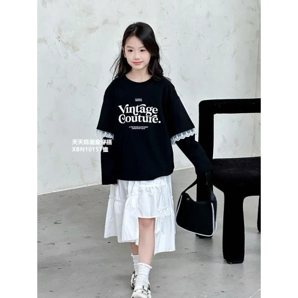 【1015】天天妈2025春季亲子装男女中大童韩版运动休闲百搭T恤