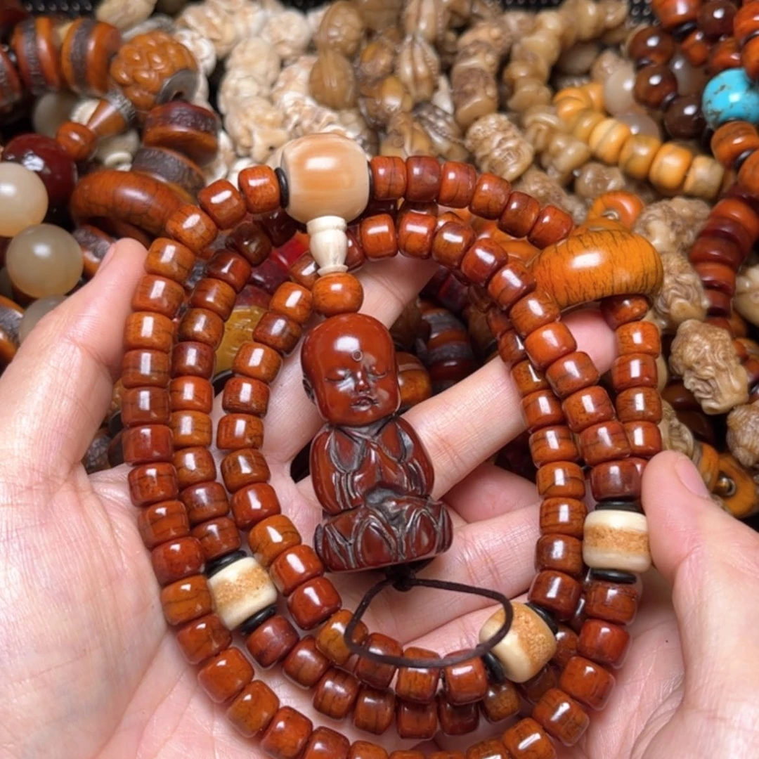 【闪购商品】牛骨手串/手链牛骨红女款9×7×108➕小和尚