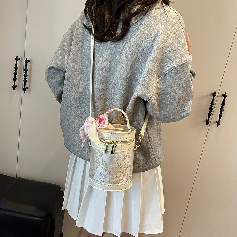 新款时尚自制手工包小众水桶包包DIY女潮流洋气休闲斜挎包材料包