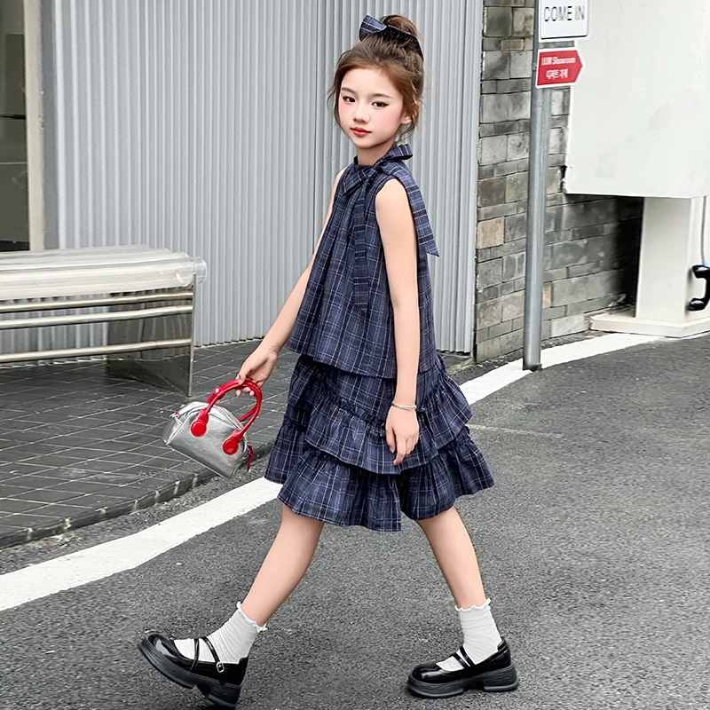简约潮牌店铺儿童服装2025新款衣服女童装夏装连衣裙6-12岁高级感