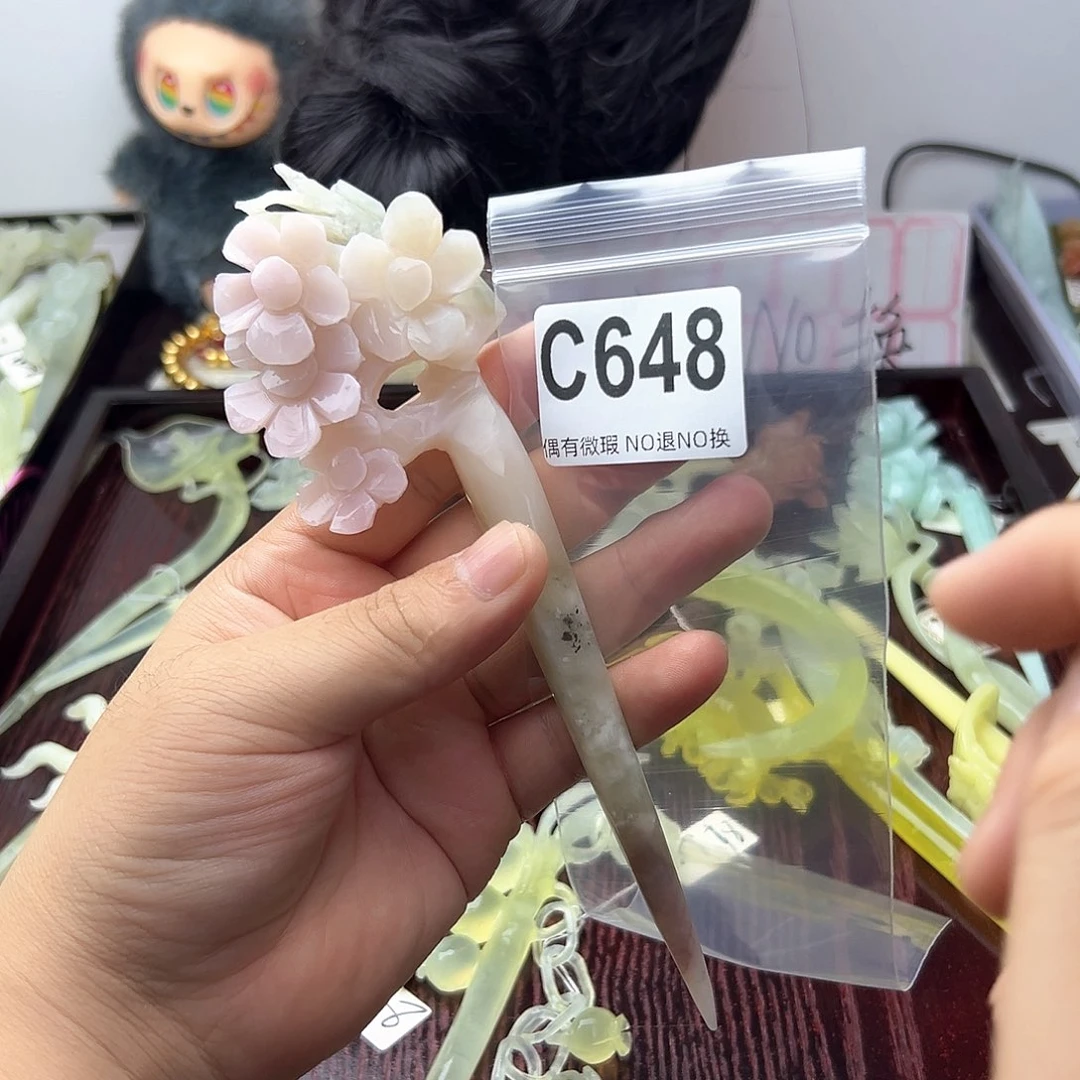 合金蛇纹石玉发饰鱼****鱼