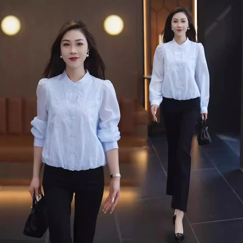 时尚洋气衬衫女2025春季新款设计感宽松遮肚显瘦休闲衬衣百搭上衣