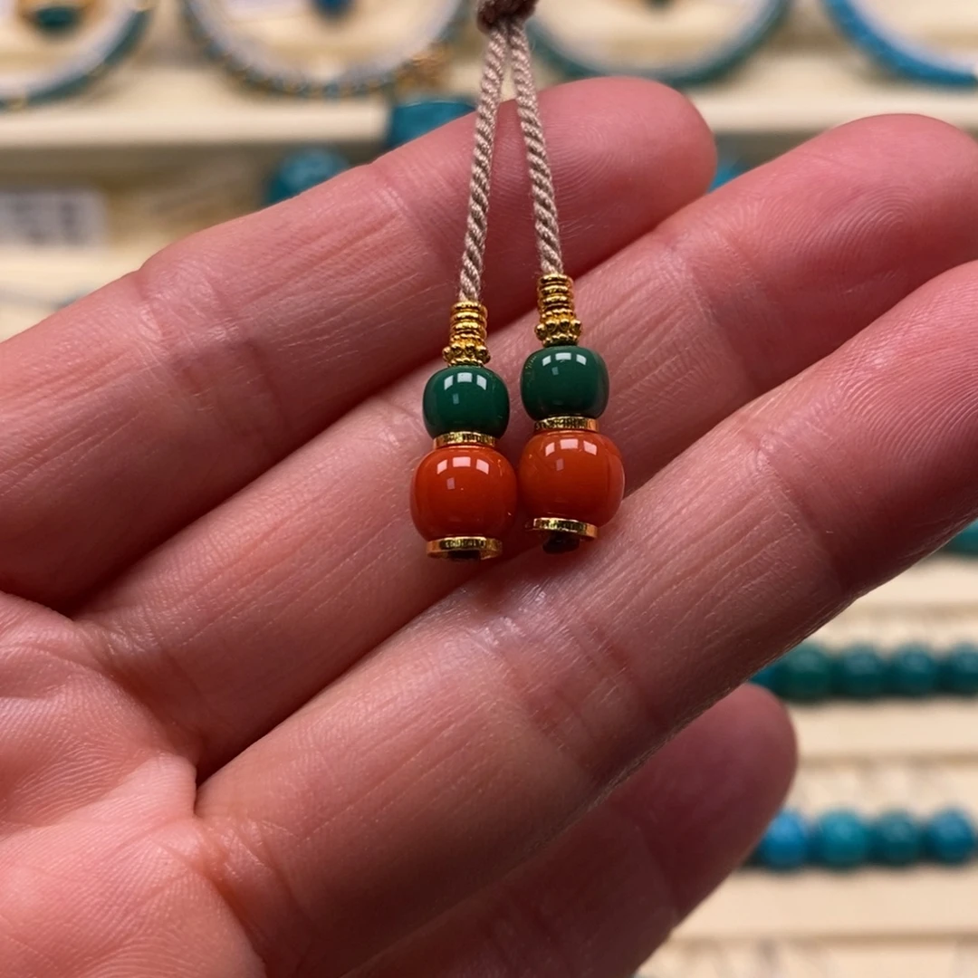 绿松石18K金镶嵌珠宝奇石直径6➕弟子珠