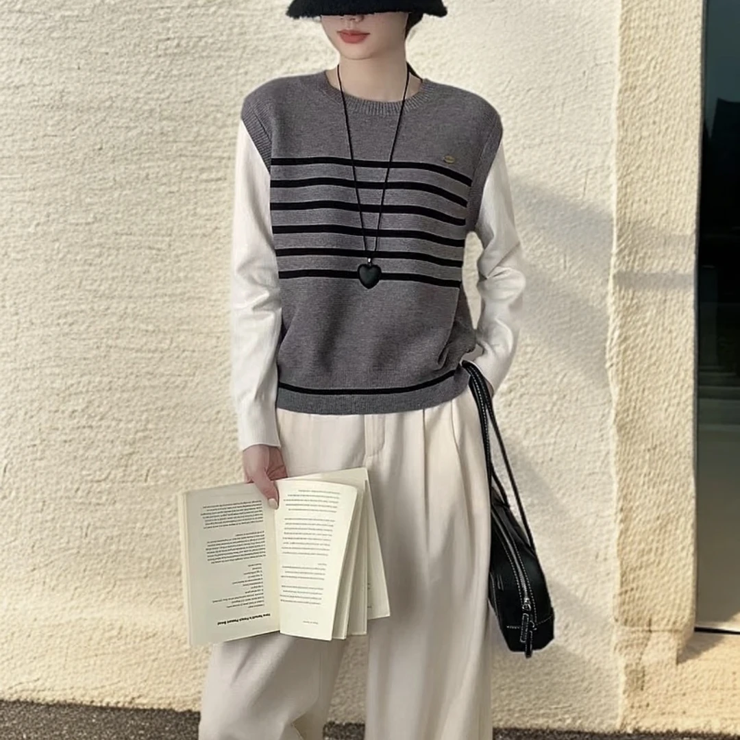 197福利款假两件拼接款针织毛衣