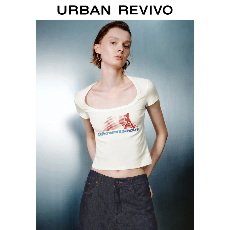 UR2025夏季新款女装潮流休闲印花修身短袖T恤UWJ450078