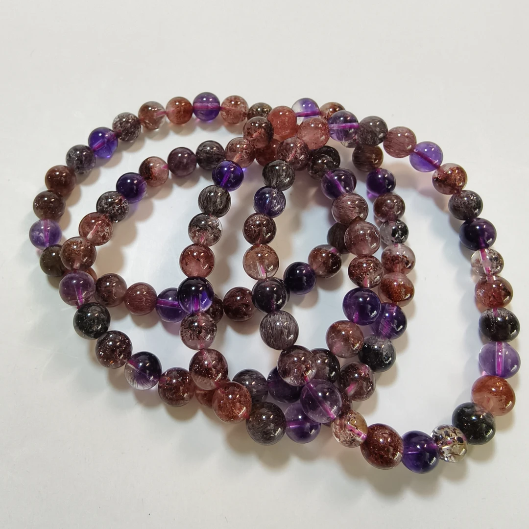 天然毕业级黑加仑超七水晶单圈约7mm多样性发其一