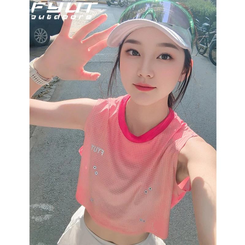 FYUT户外跑步速干透气无袖上衣2025夏季新款女马拉松无袖运动上衣