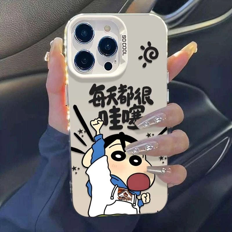 哇塞小新适用于苹果iqoo华为oppo小米15vivo一加彩银手机防摔壳