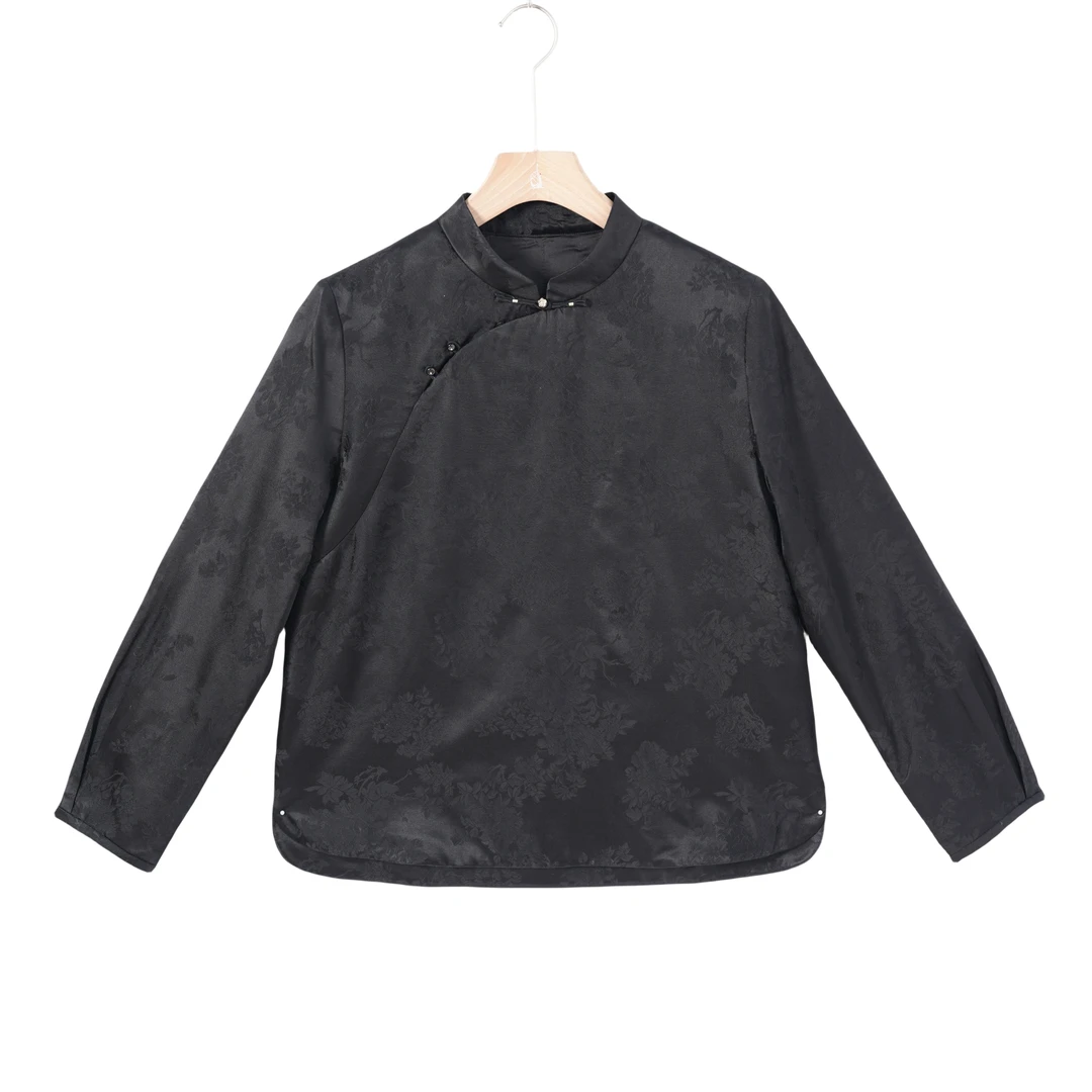 【盛宁】桑蚕丝中式立领加桑蚕丝棉上衣复古休闲时尚长袖2416565