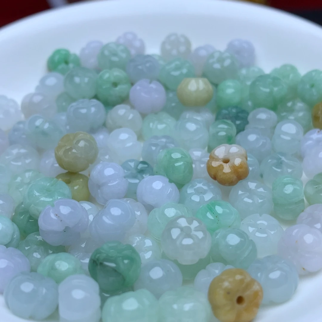 【闪购商品】翡翠手链未镶嵌卡5.3乘8冰三彩南瓜20个