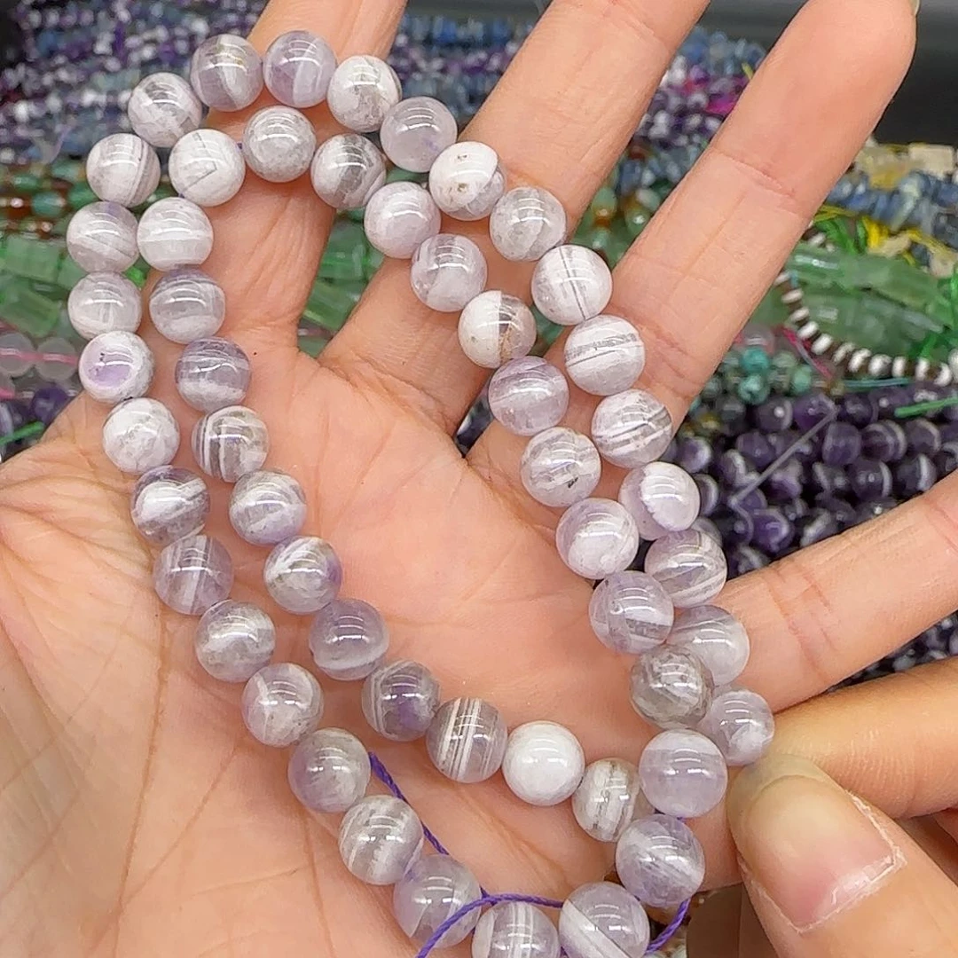 玛瑙/玉髓合金珠宝半成品紫水晶8mm一条01