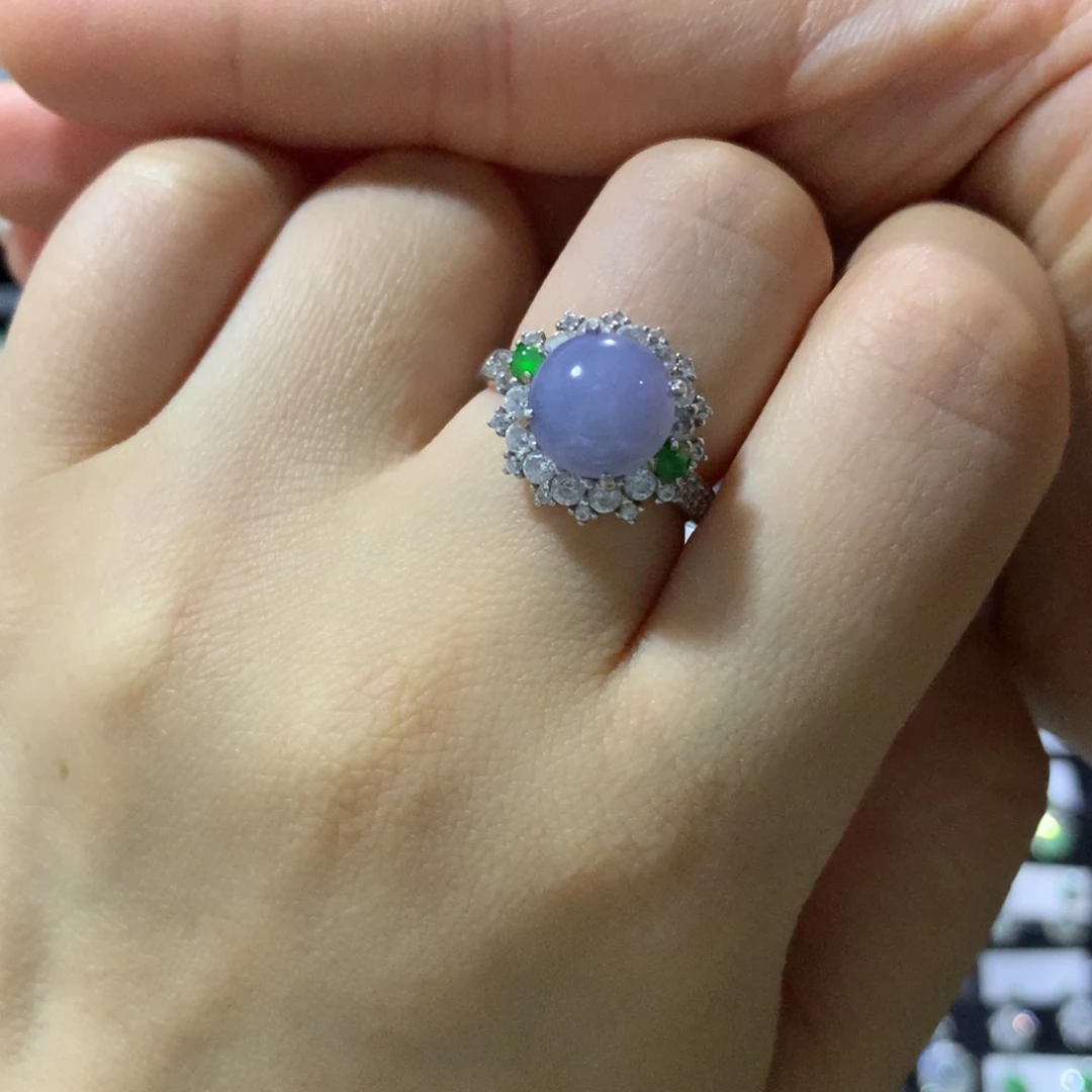 翡翠戒指银S925镶嵌戒指