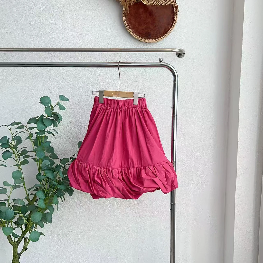 7176锁玫红色休闲半裙