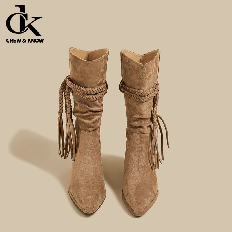 美拉德风靴子！复古短筒骑士靴女2025秋增高爆款粗跟小个子堆堆靴