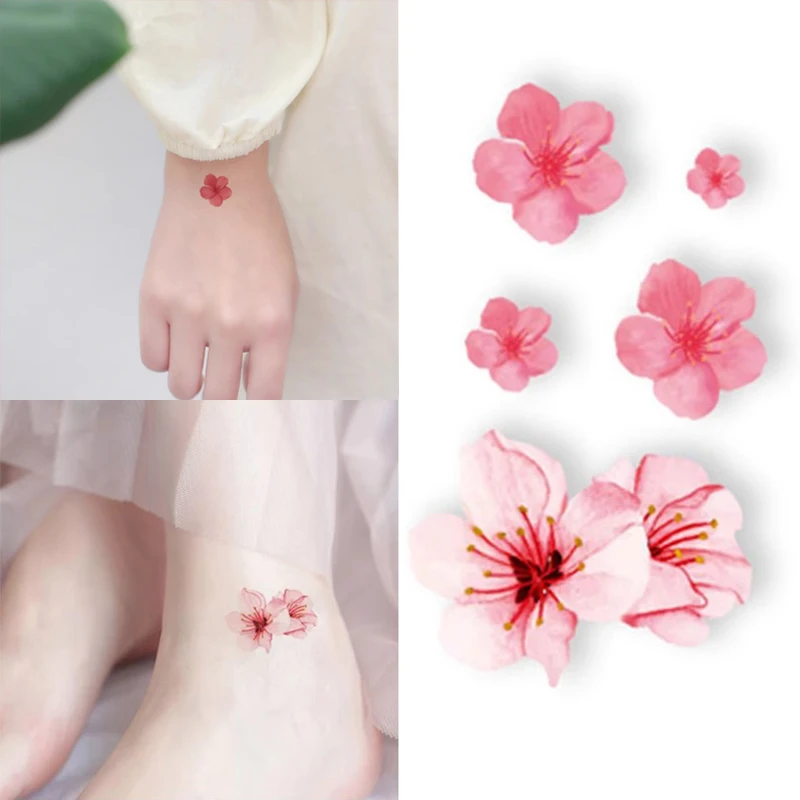 纹身贴防水女持久半永久高级感彩色小清新小图案手腕手背脚踝樱花