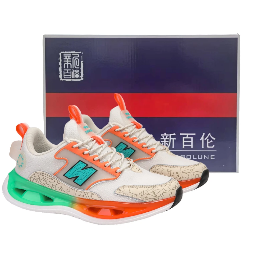 NEW BOLUNE/新百伦官方正品渐变色男鞋夏季透气软底增高运动鞋
