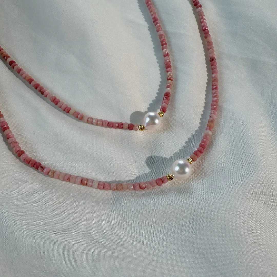 sy10046丨s925银 7-8mm Akoya海水珍珠 项链 多样性发一