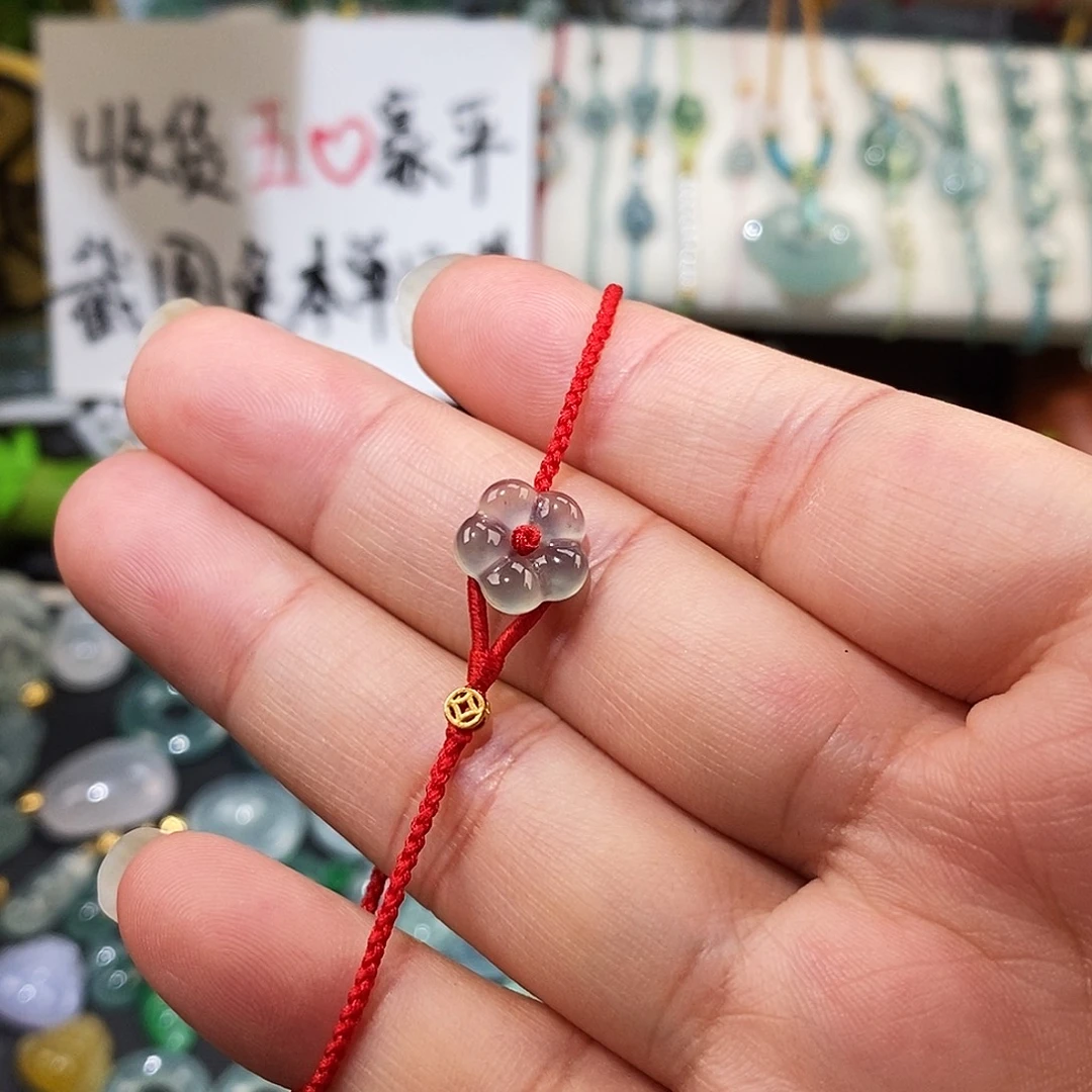 翡翠未镶嵌颈饰高冰大花手绳15