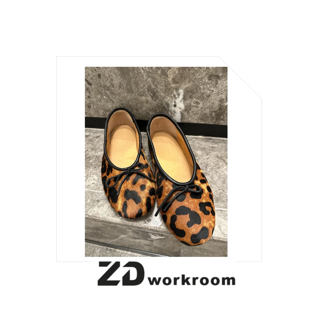 【Z.D/WORKROOM】25/26春夏出街百搭舒适马毛豹纹真皮船鞋