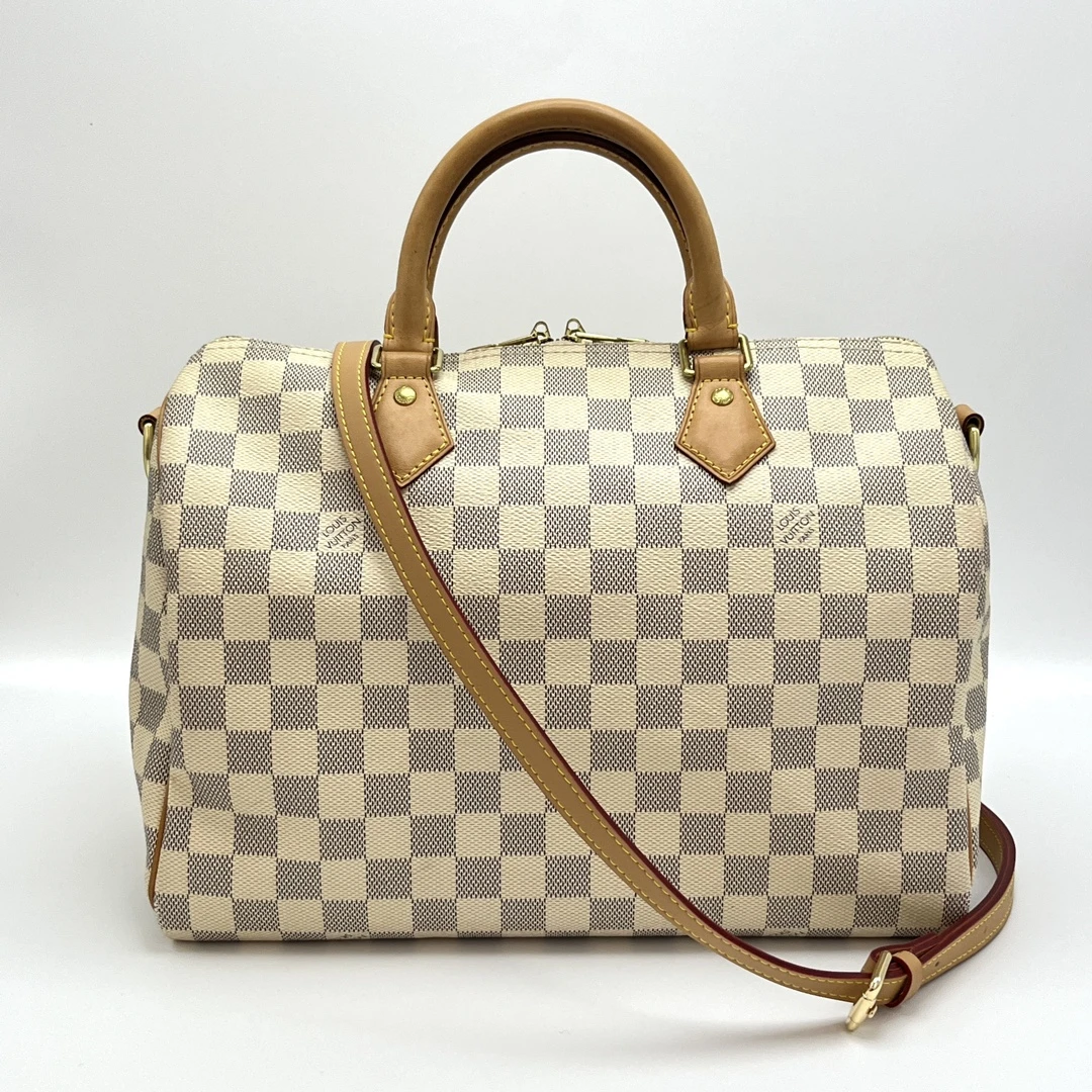 95新 LouisVuitton/路易威登 speedy30白棋盘格手提包 04397
