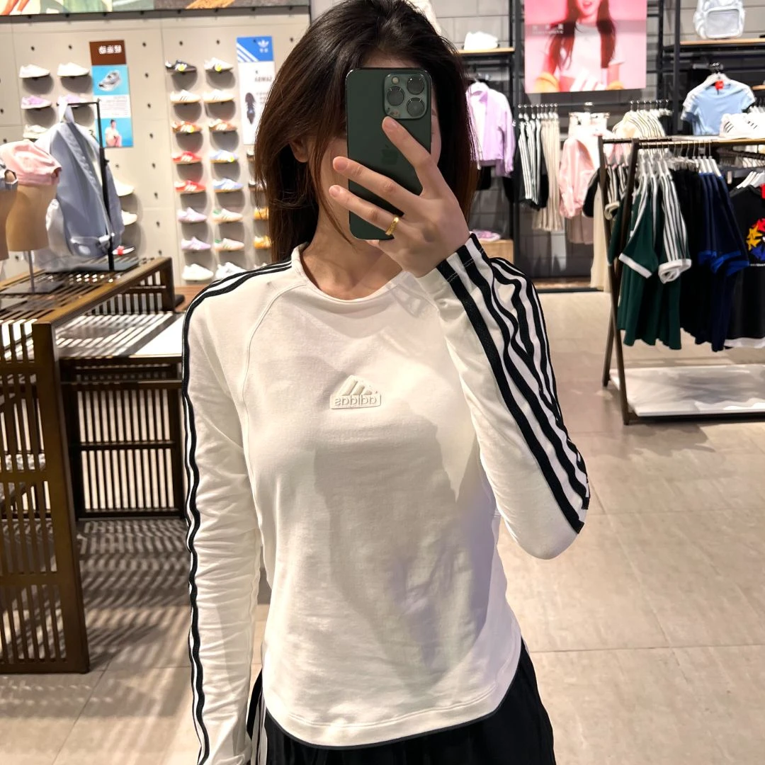 adidas/阿迪达斯女款经典圆领时尚潮流户外运动休闲长袖T恤JW4643