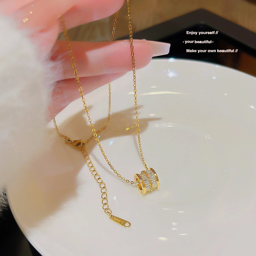 钛钢项链 气质轻奢微镶小蛮腰项链女时尚小众个性钛钢锁骨链百搭