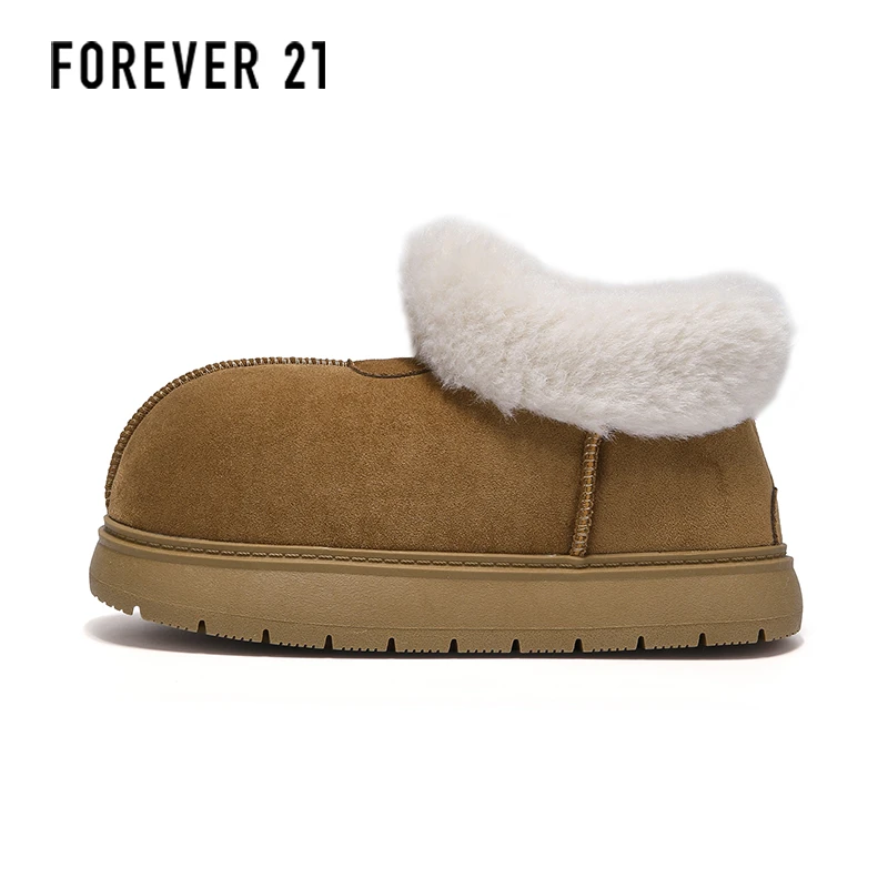 FOREVER 21中跟时尚雪地靴套筒保暖防水台百搭舒适冬季厚款一脚蹬