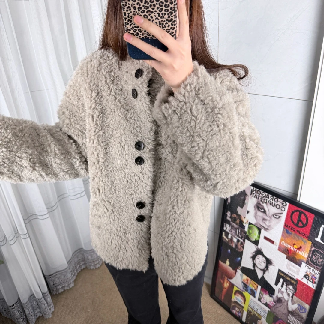 【极简生活】立领羊羔毛皮草外套冬季皮毛一体短款外套