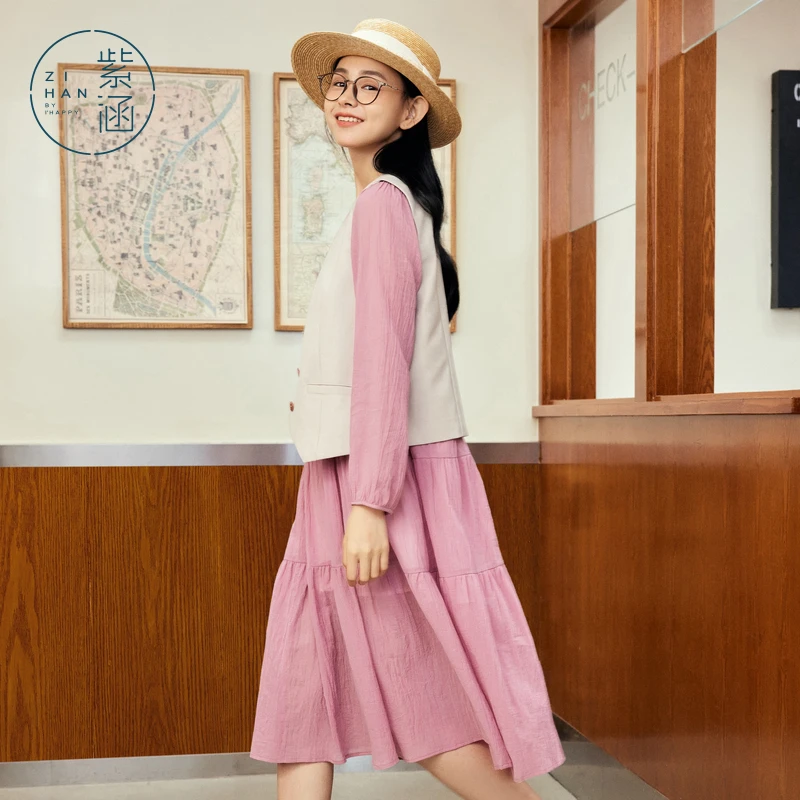 紫涵衬衫连衣裙复古马甲套装2025年秋新款Z4Z01AS184