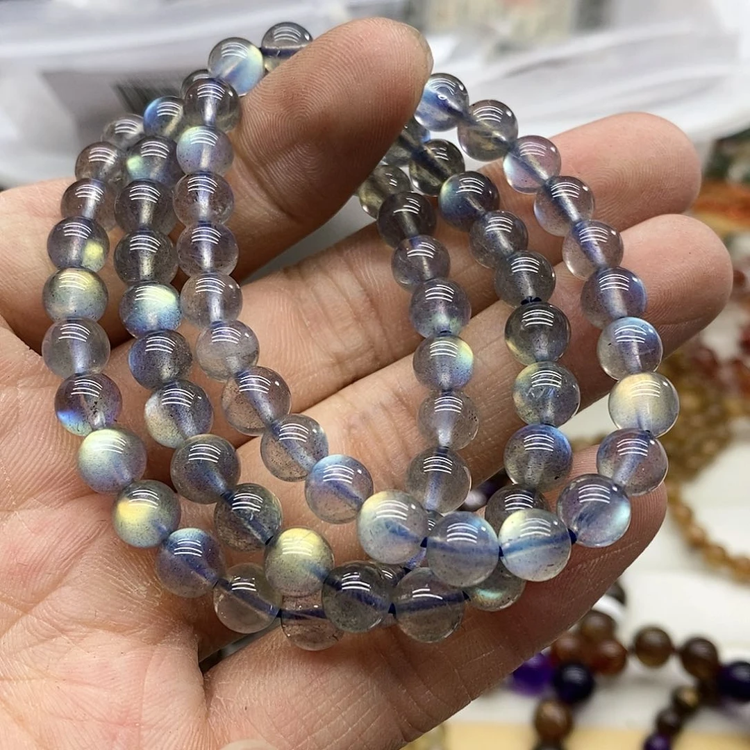 拉长石手链未镶嵌多样性发货发一条