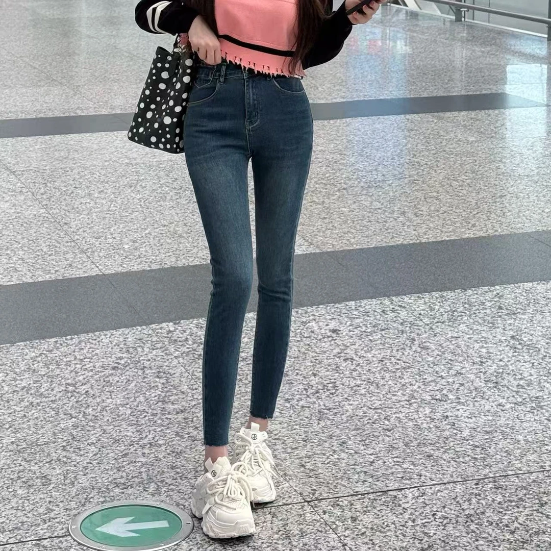 9013＃复古显瘦紧身辣妹小脚牛仔裤