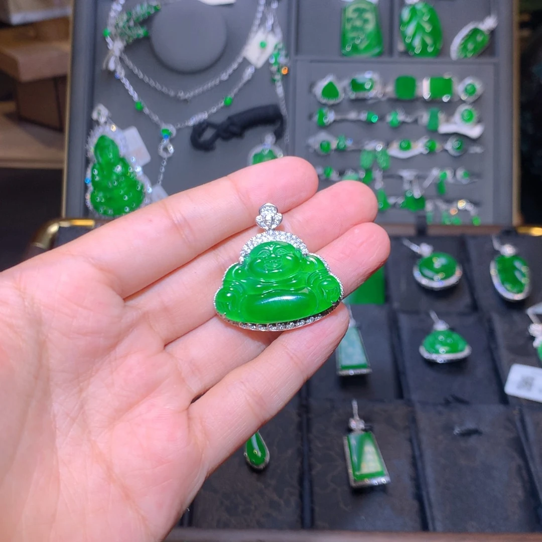 吊坠(不含链)9K金镶嵌翡翠佛公吊坠