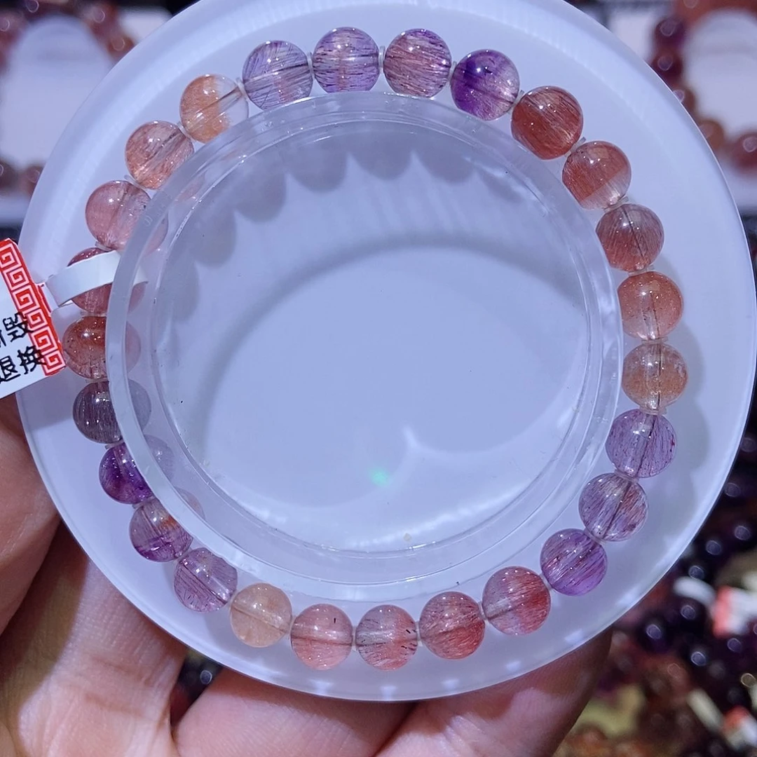 水晶手串未镶嵌橘粉超七7