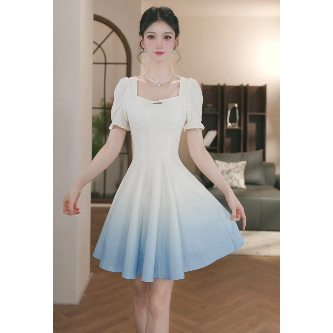 薇宝儿塔塔-【海上明月】夏季新款法式气质收腰显瘦连衣长裙B7103K