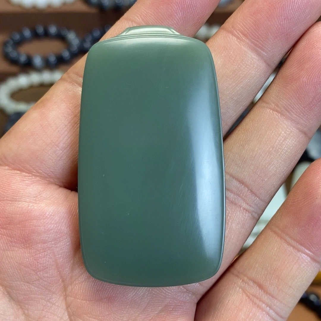 和田玉未镶嵌挂件和田玉碧玉粉青无事牌挂件