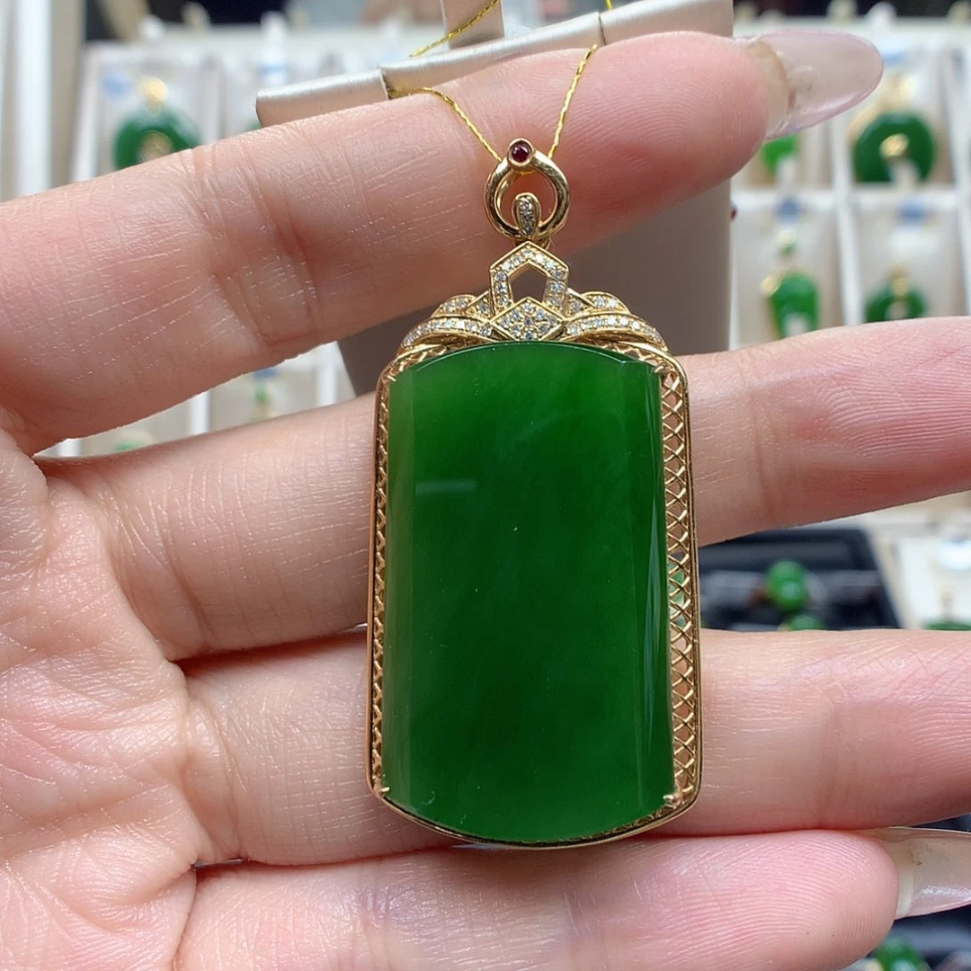 和田玉颈饰18K金镶嵌2033