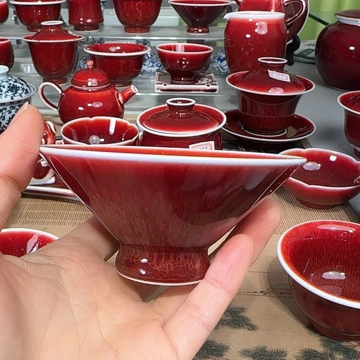 景德镇陶瓷红马坊杯