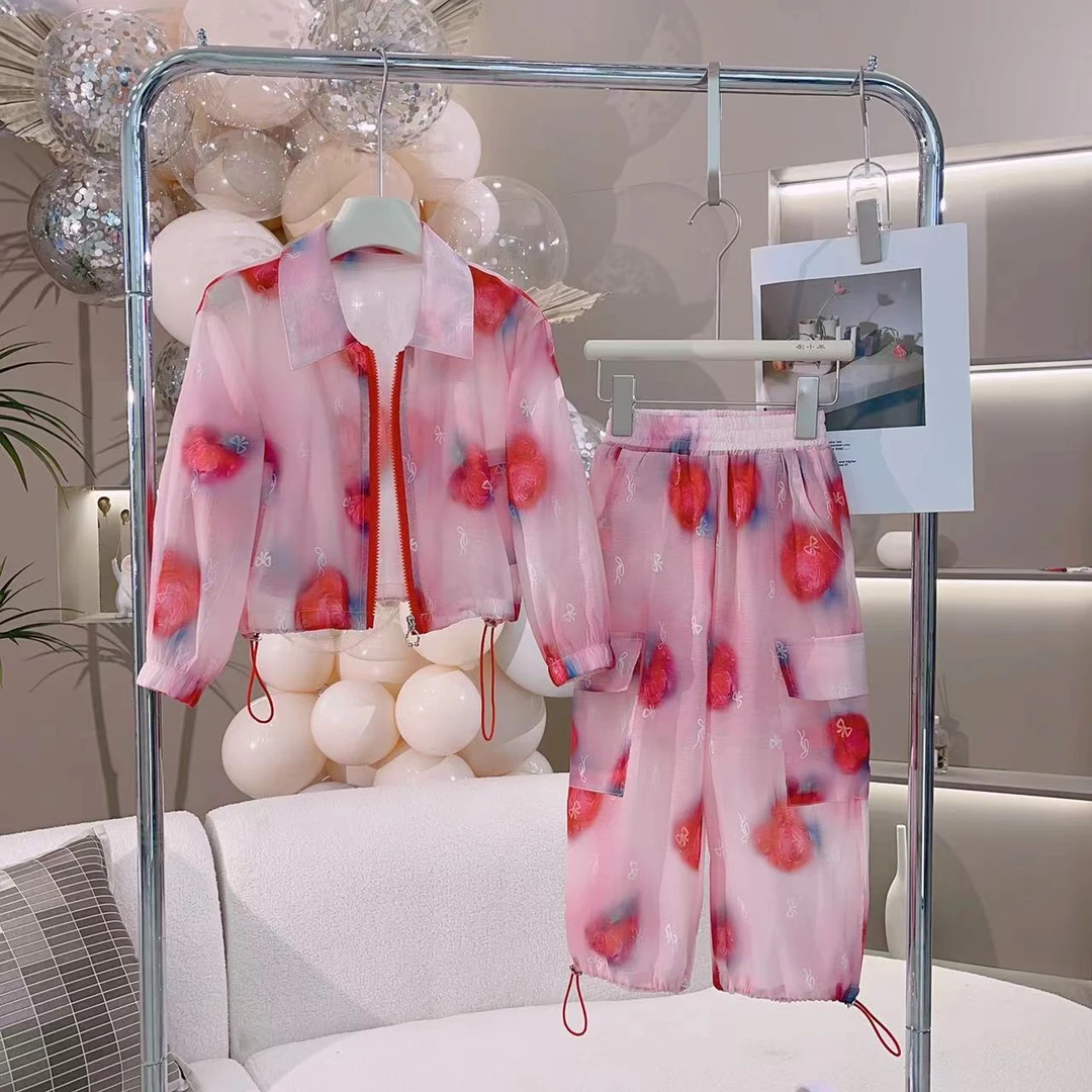 【一甜】女童薄款防晒衣透气防蚊长裤套装夏装中大童新款女孩