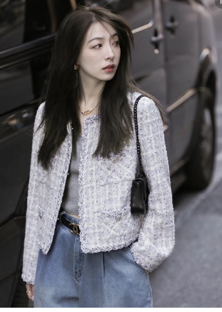 伊～春季粗花呢高级灰小香风外套（实拍看图五）