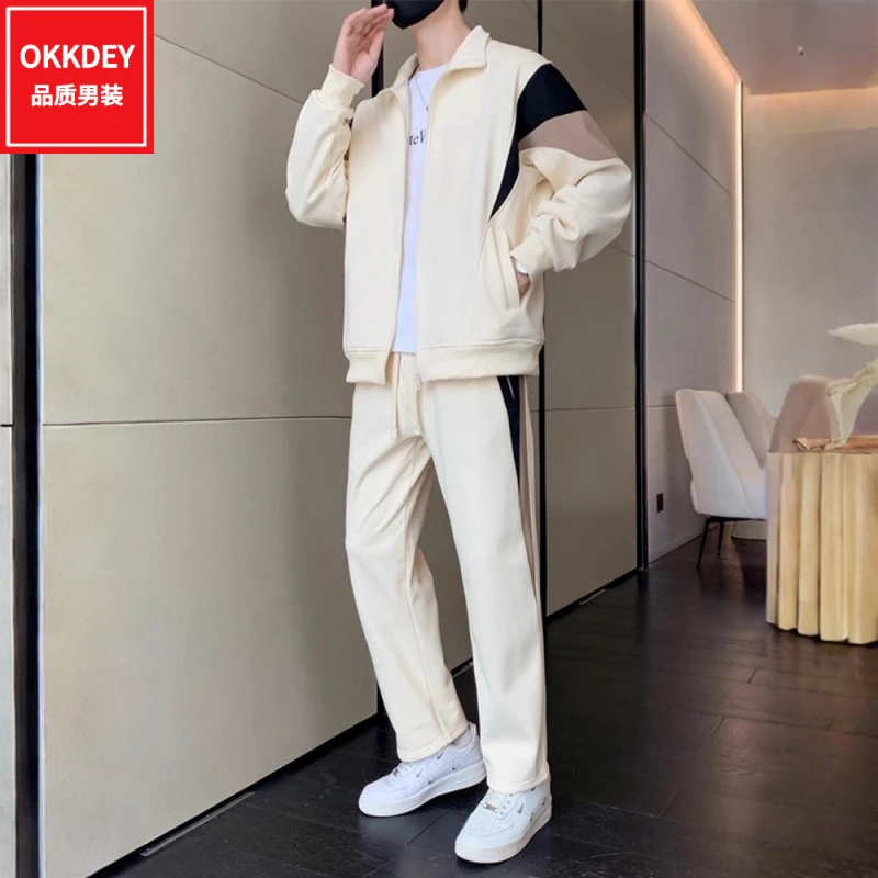 秋季新款男士运动套装潮牌卫衣外套休闲裤子痞帅慵懒风男装两件套