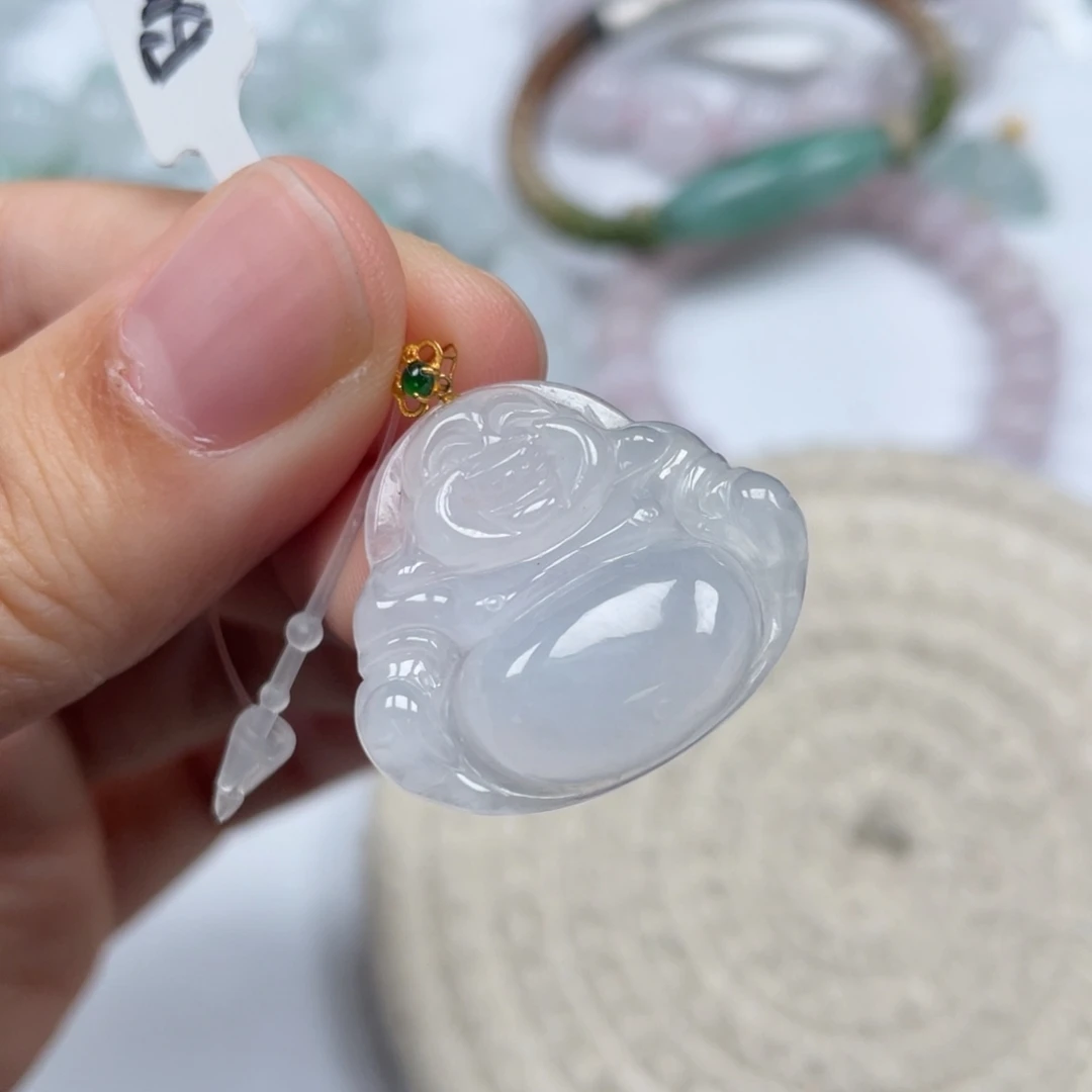 翡翠18K金镶嵌颈饰天然A货缅甸翡翠