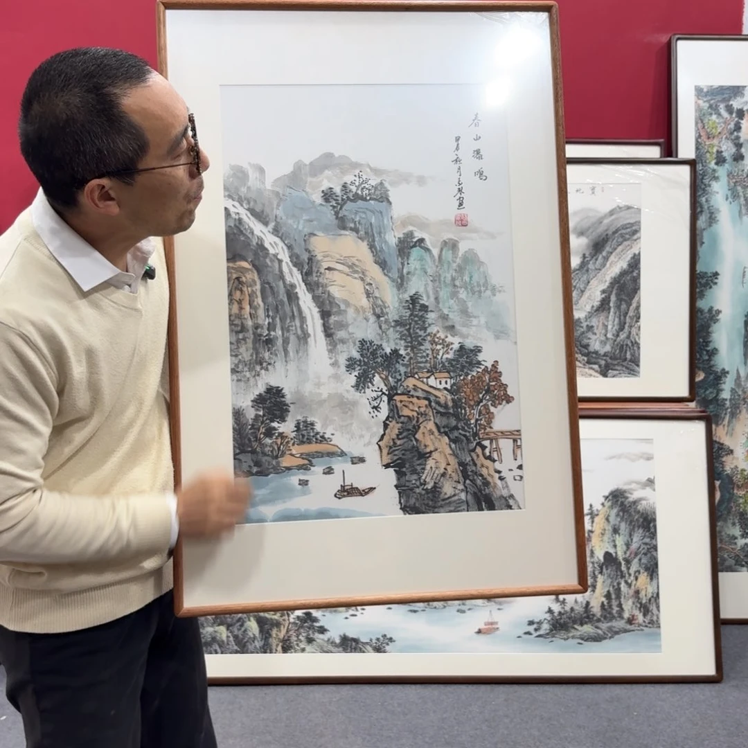 国画带框绘画90/60尺寸