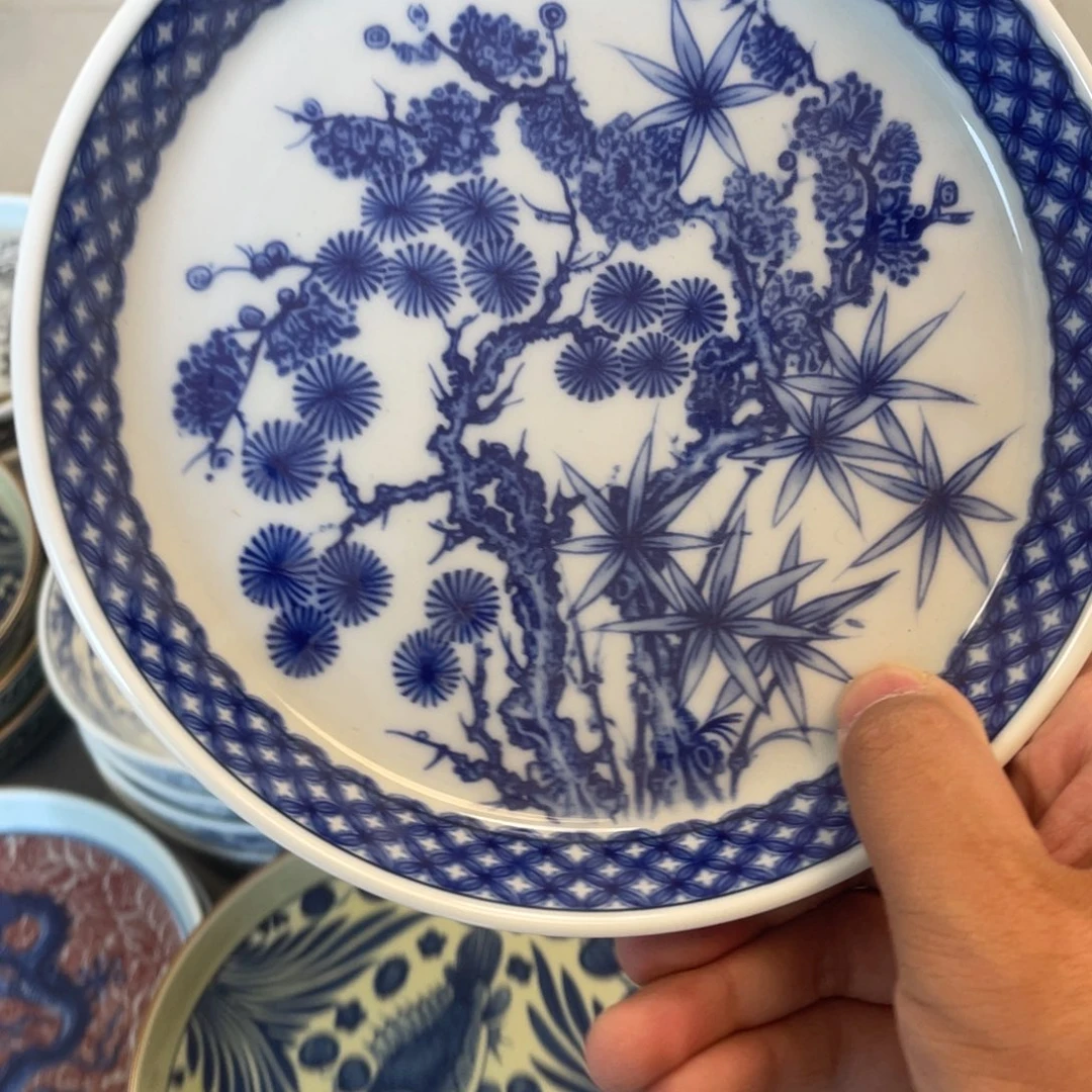 瓷片青花松竹梅大壶承