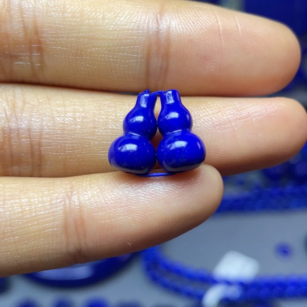 纯***1青金石未镶嵌7×12mm葫芦对珠配饰